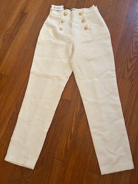 Showpo ladies Cream High-Waist Chinos with Gold Button Detail